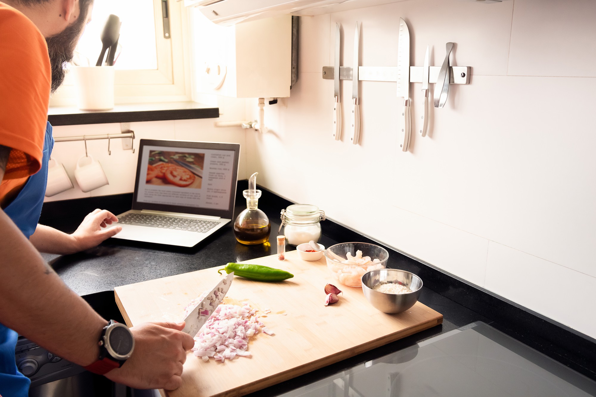Set up della cucina per una masterclass online