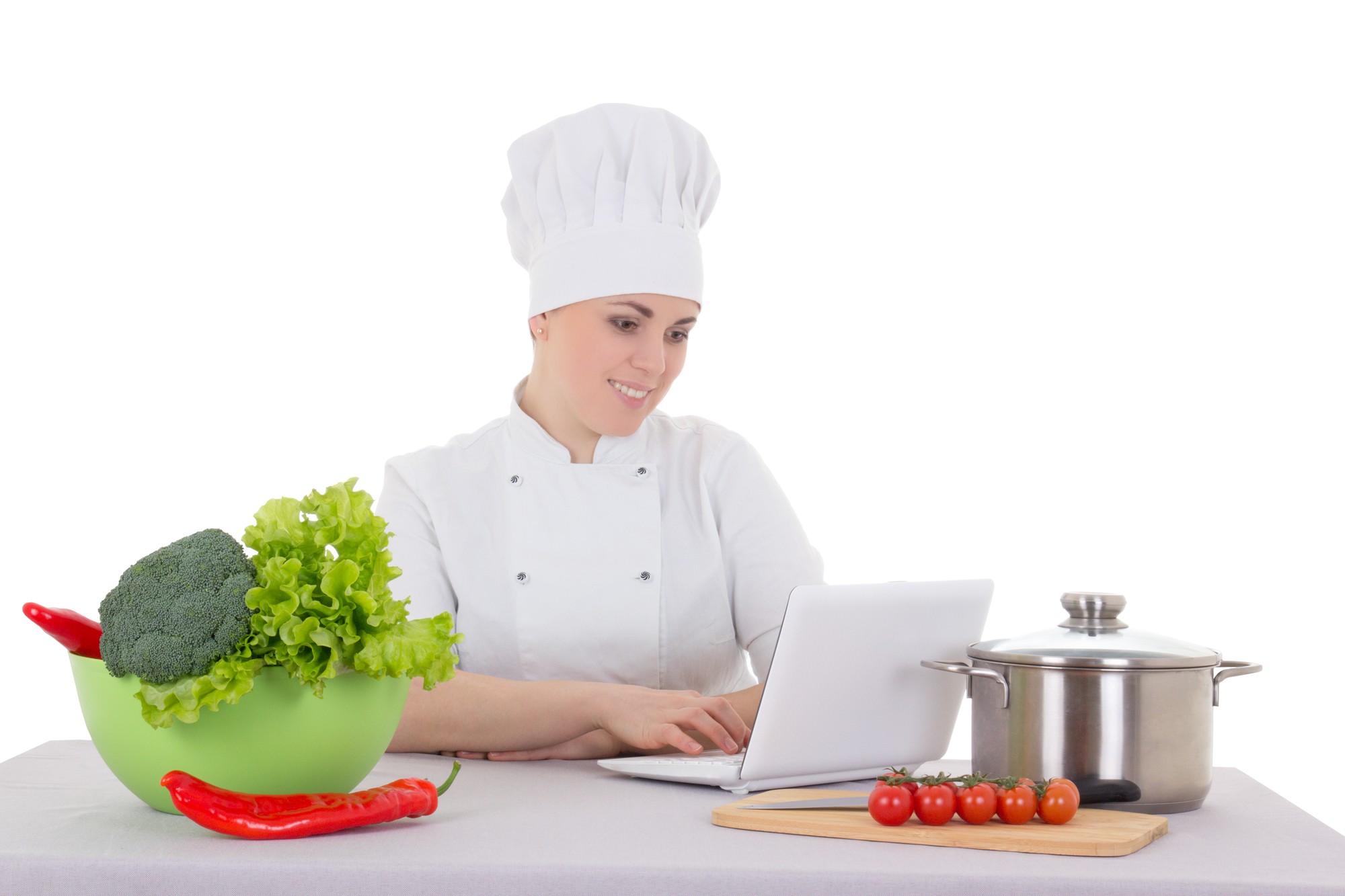 Chef in videolezione che mostra una preparazione raffinata